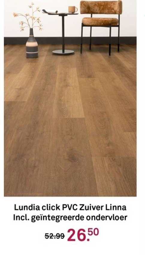 Lundia click PVC Zuiver Linna Incl. geïntegreerde ondervloer