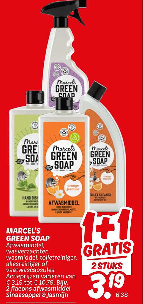 MARCEL’S GREEN SOAP Afwasmiddel, wasverzachter, toiletreiniger, allesreiniger of vaatwascapsules