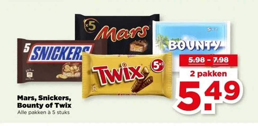 Mars, Snickers, Bounty of Twix