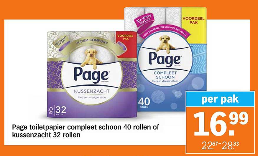 Page toiletpapier compleet schoon 40 rollen of kussenzacht 32 rollen