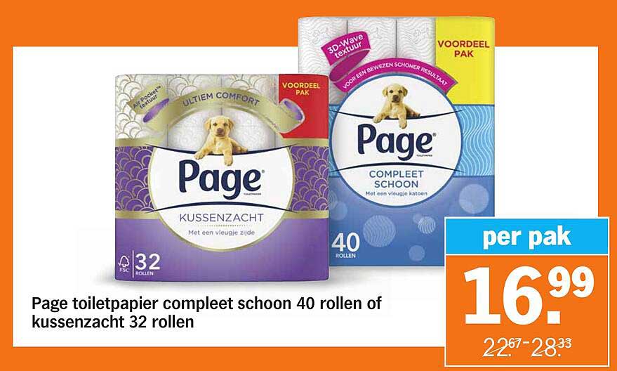 Page toiletpapier compleet schoon 40 rollen of kussenzacht 32 rollen