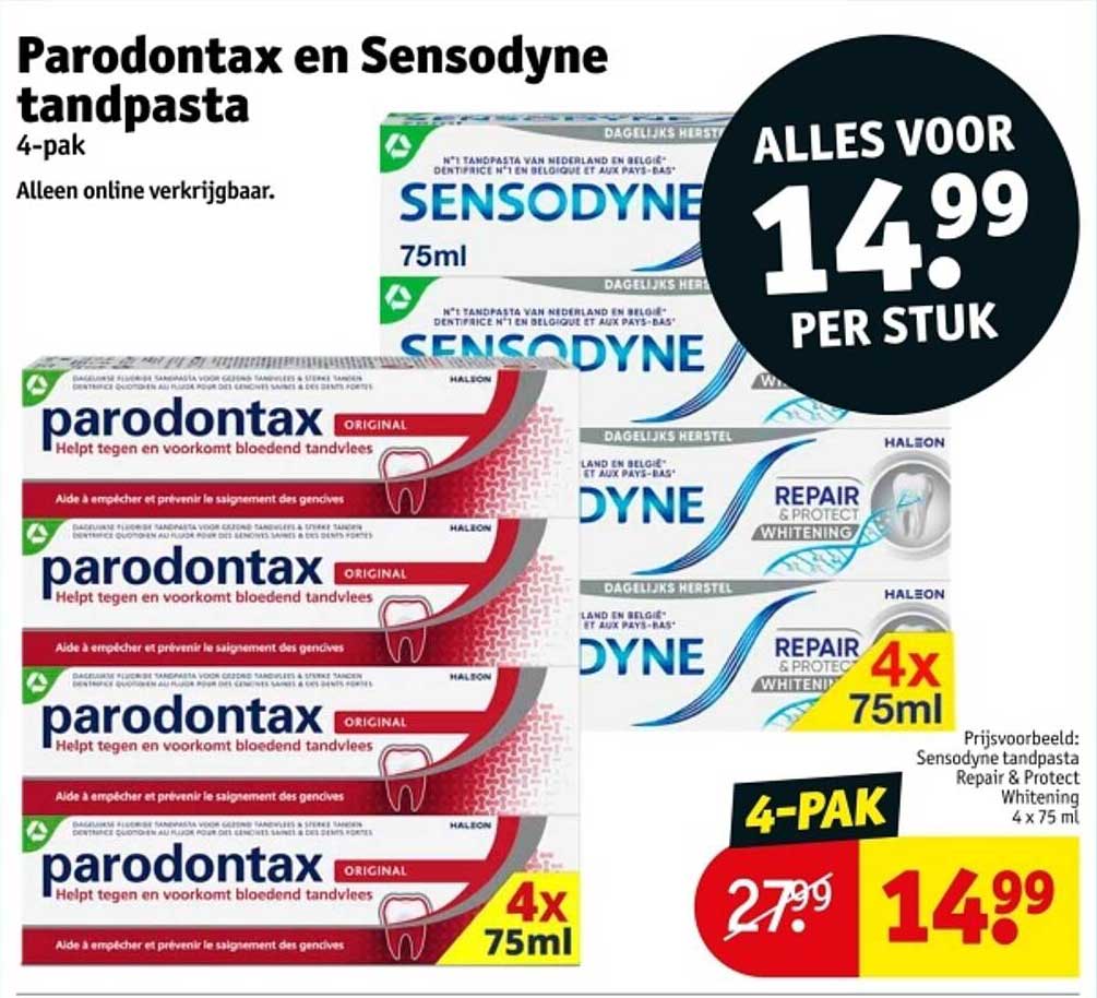 Parodontax en Sensodyne tandpasta 4-pak