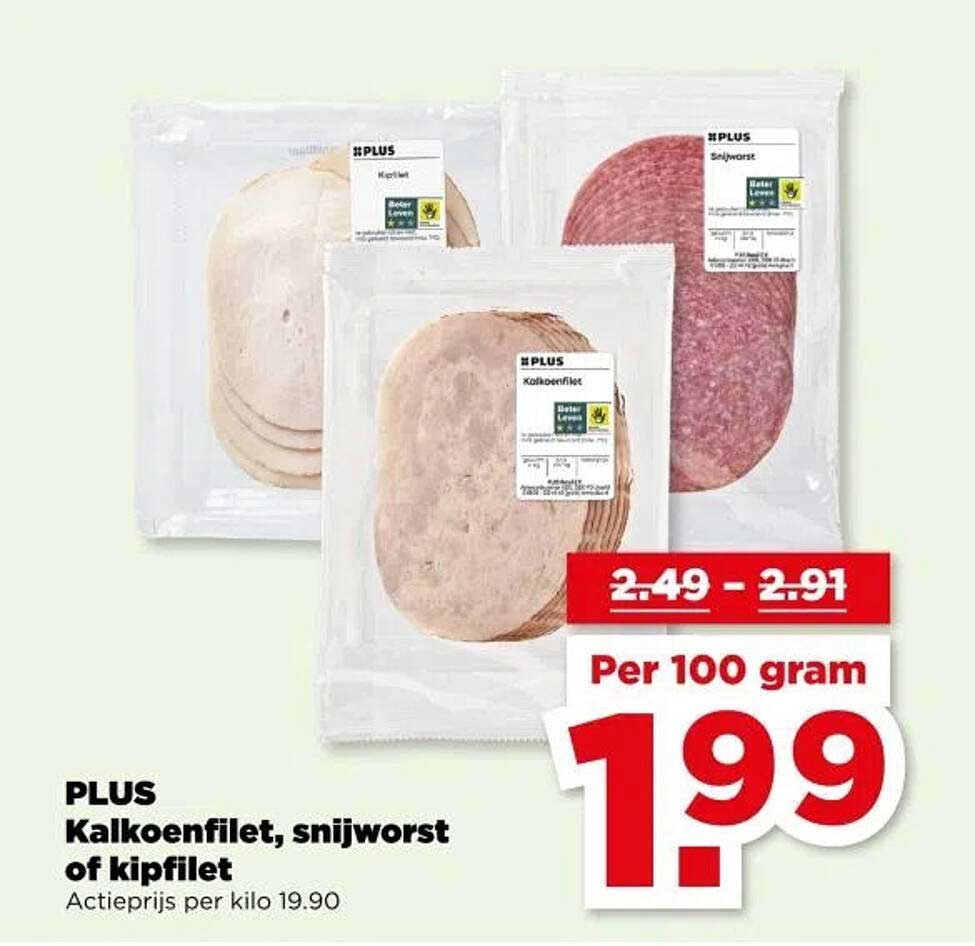 PLUS Kalkoenfilet, snijworst of kipfilet