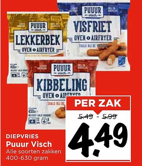 Puur Visch Diepvries - Alle soorten zakken 400-630 gram