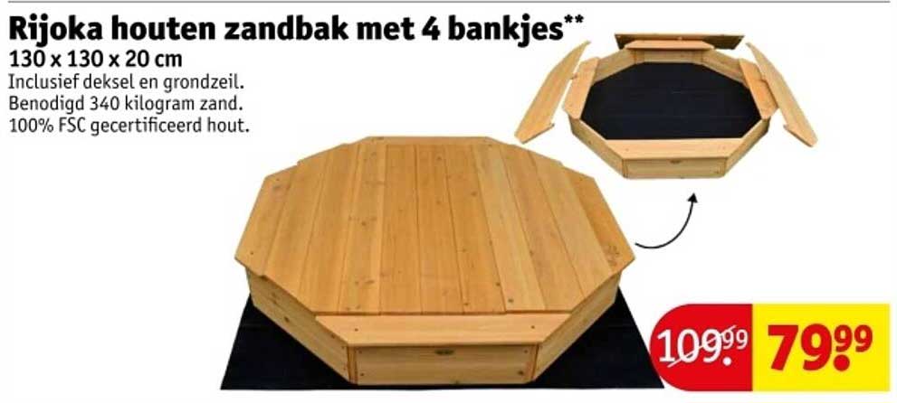 Rijoka houten zandbak met 4 bankjes**