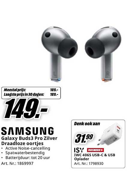 Samsung Galaxy Buds3 Pro Zilver Draadloze oortjes