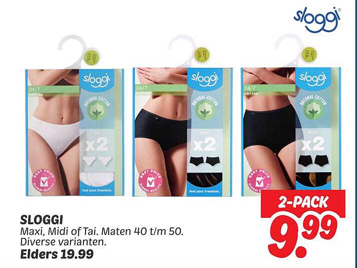 SLOGGI Maxi, Midi of Tai. Maten 40 t/m 50. Diverse varianten.