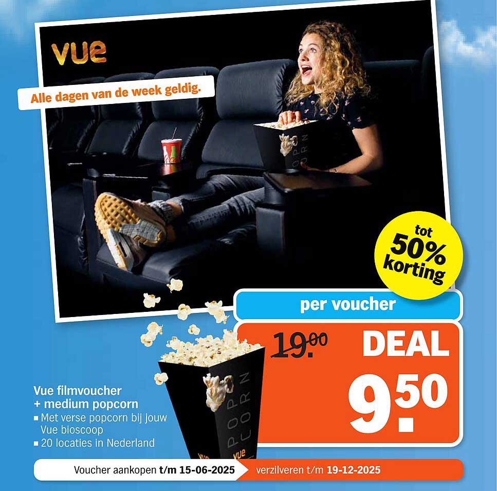 Vue filmvoucher + medium popcorn