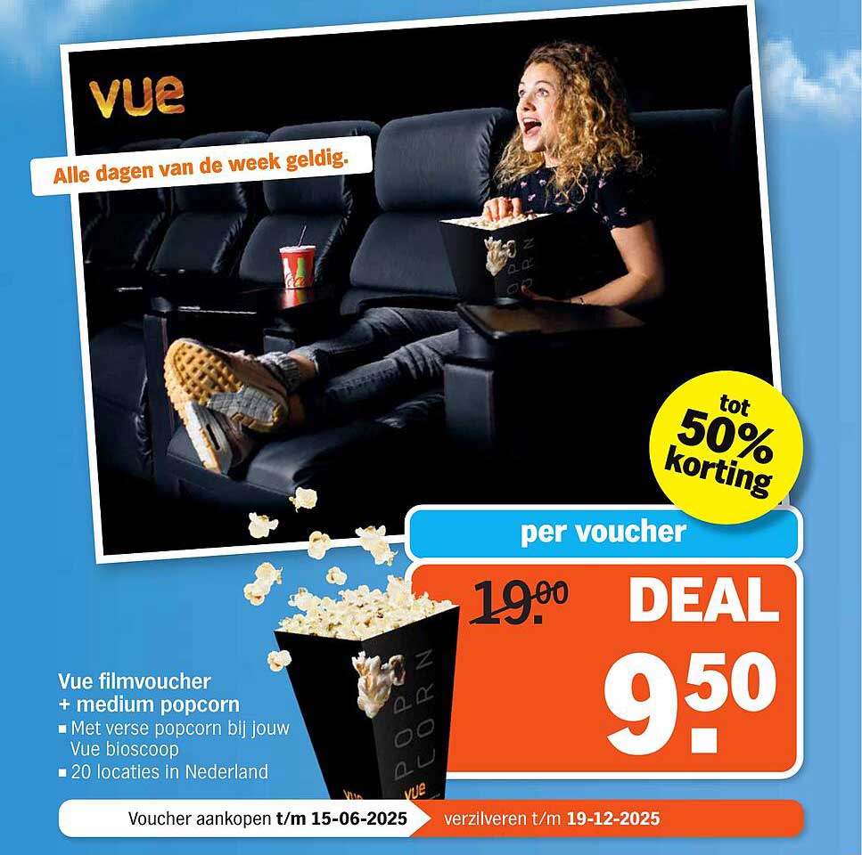 Vue filmvoucher + medium popcorn