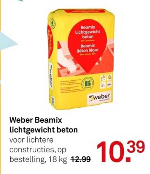 Weber Beamix lightweight beton voor lichtere constructies, op bestelling, 18 kg