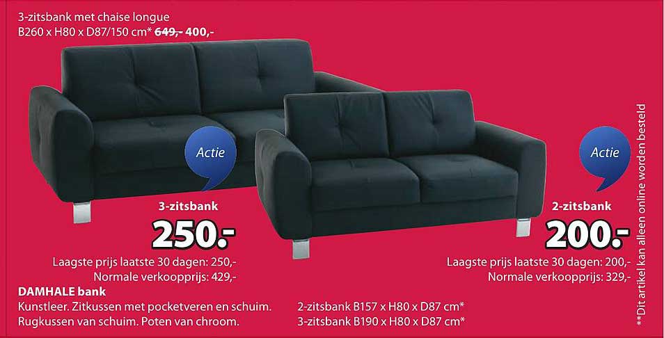 3-zitsbank met chaise longue