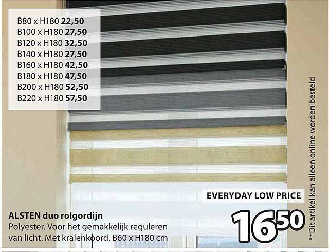 ALSTEN duo rolgordijn B60 x H180 cm