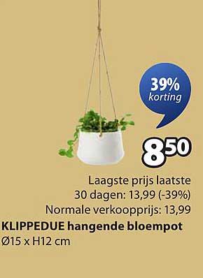 KLIPPEDUE hangende bloempot Ø15 x H12 cm