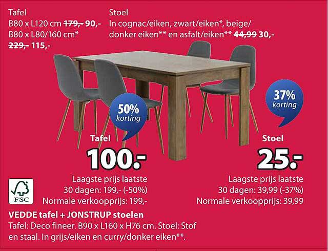 VEDDE tafel + JONSTRUP stoelen