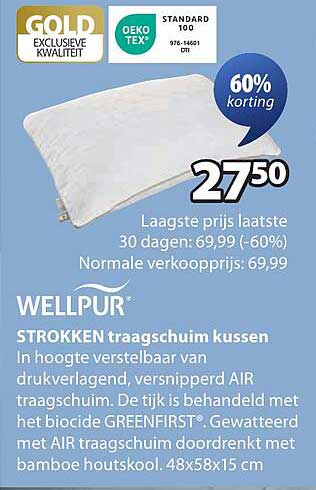 WELLPUR® STROKKEN traagschuim kussen