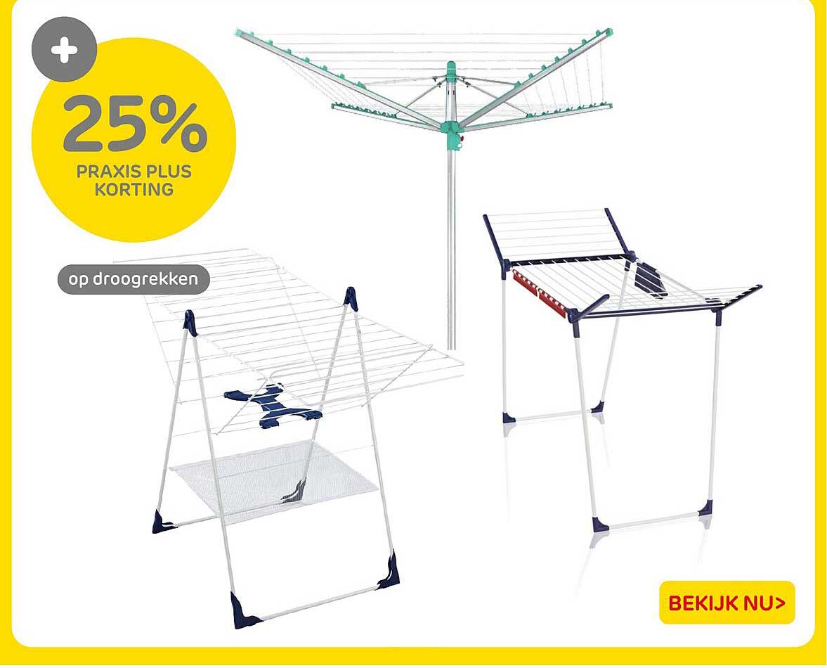 25% Praxis Plus korting op droogrekken