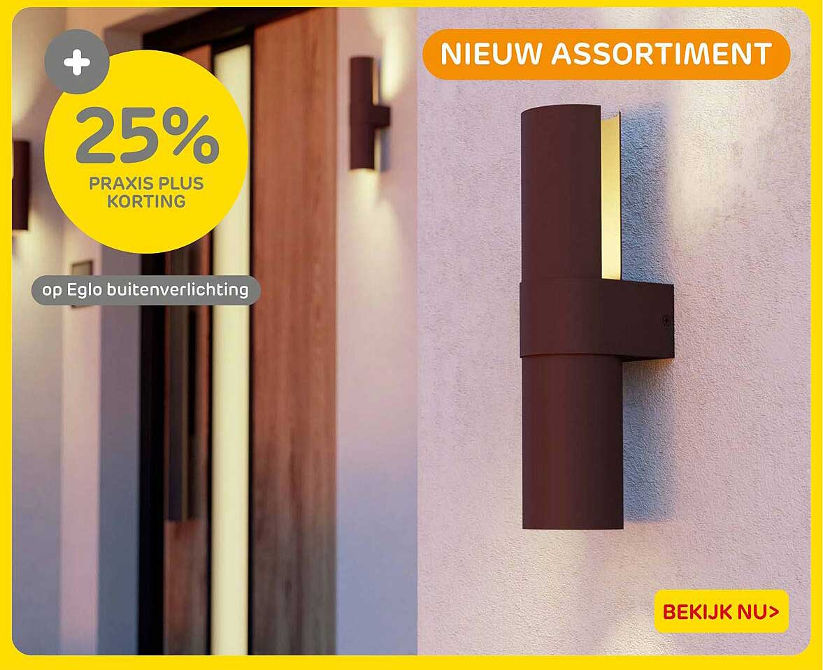 25% Praxis Plus korting op Eglo buitenverlichting