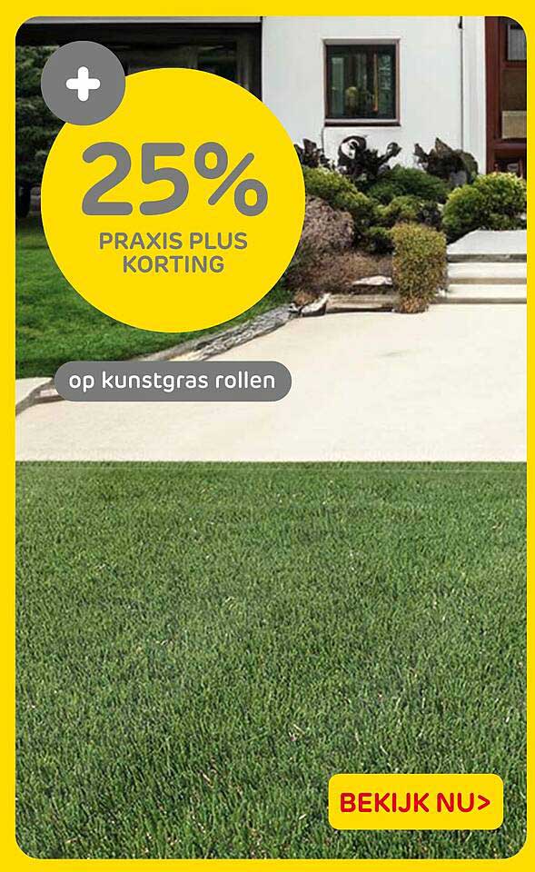 25% PRAXIS PLUS KORTING op kunstgras rollen