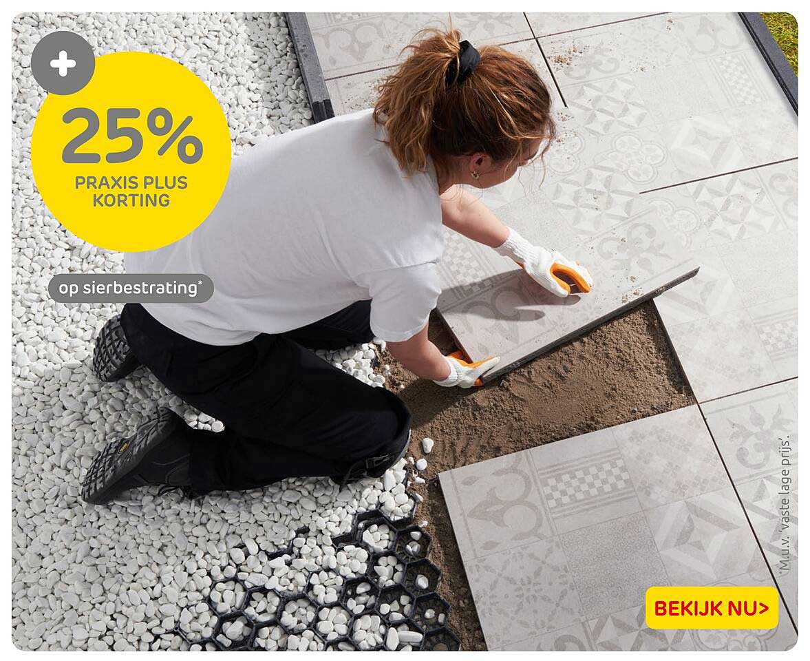 25% Praxis Plus korting op sierbestrating*