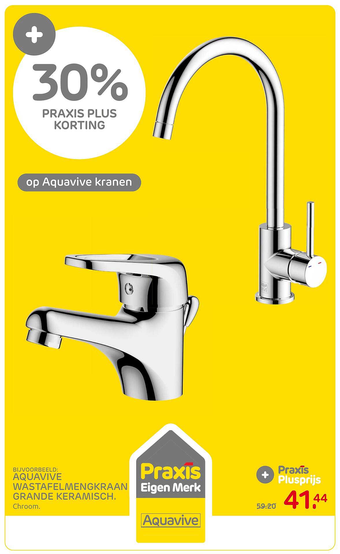 30% Praxis Plus korting op Aquavive kranen