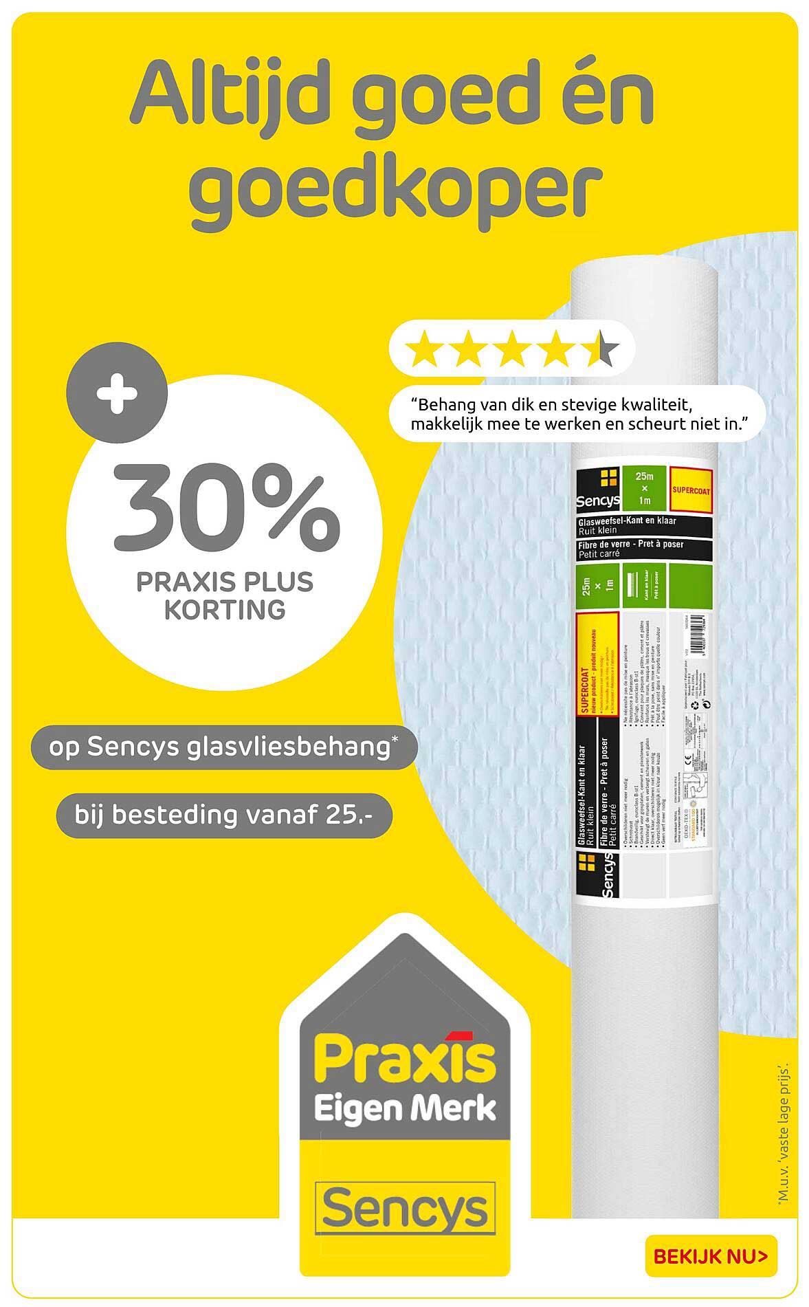 30% Praxis Plus korting op Sencys glasvliesbehang*
