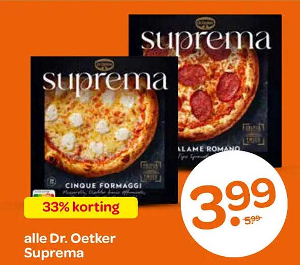 alle Dr. Oetker Suprema 33% korting