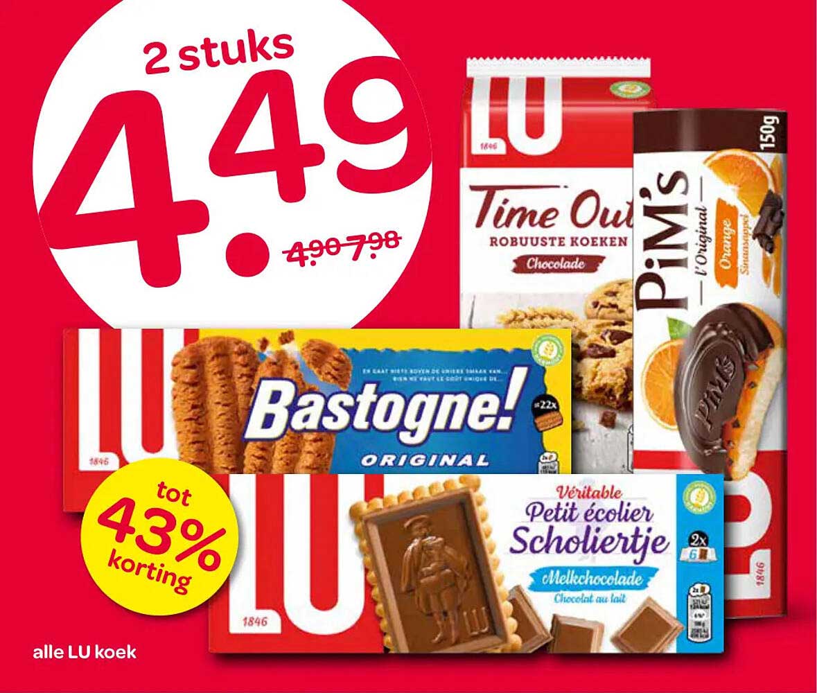 alle LU koek 2 stuks 4.49 tot 43% korting