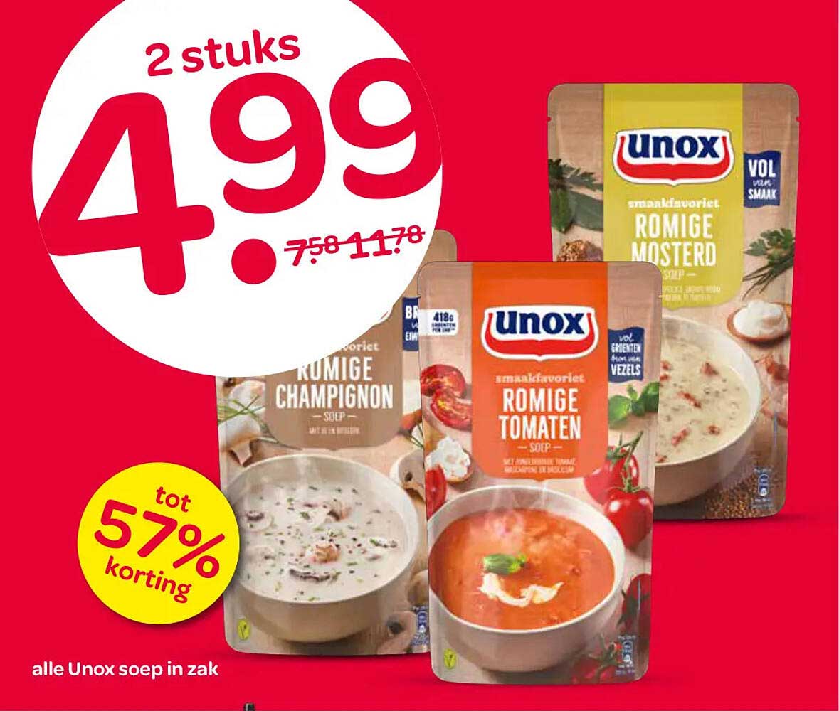 alle Unox soep in zak 2 stuks 4.99