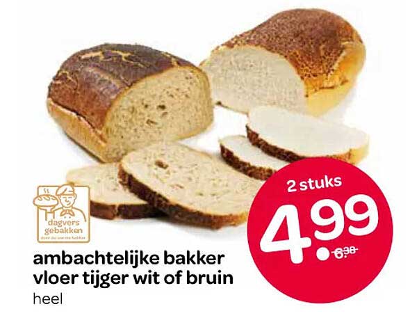 ambachtelijke bakker vloer tijger wit of bruin heel