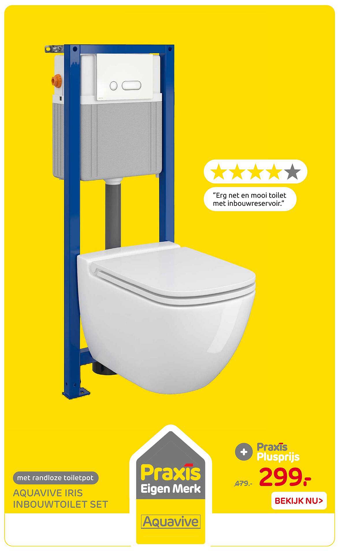 Aquavive Iris inbouwtoilet set met randloze toiletpot