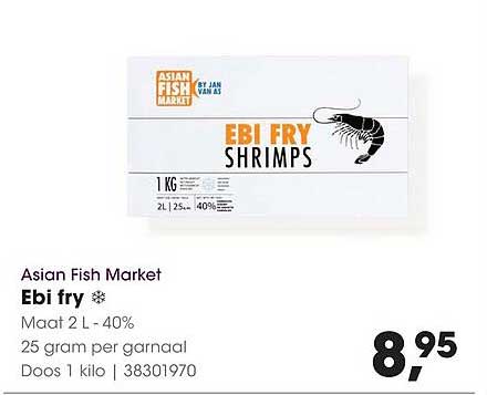 Asian Fish Market Ebi fry ❄ Maat 2 L - 40% 25 gram per garnaal Doos 1 kilo | 38301970