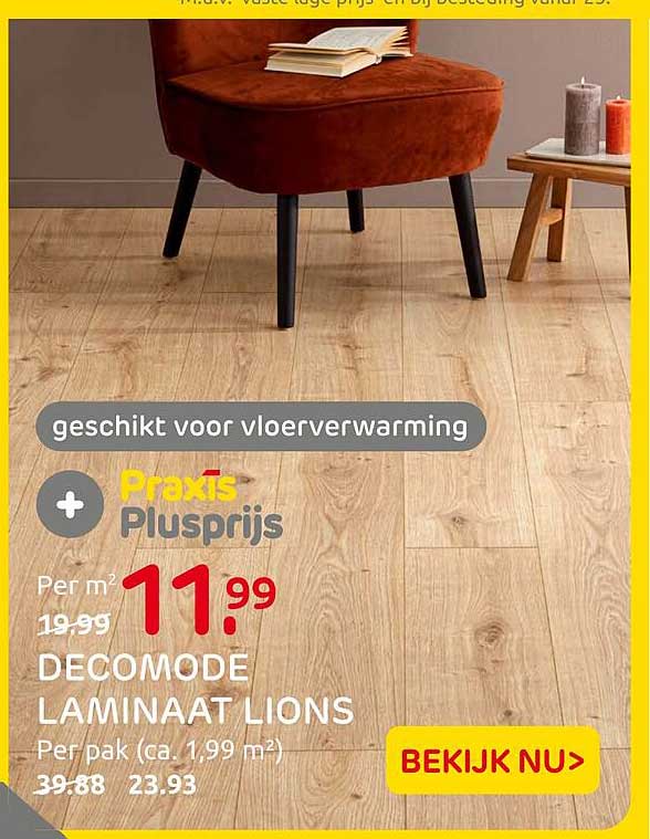 geschikt voor vloerverwarming Praxis Plusprijs Decomode laminaat lions