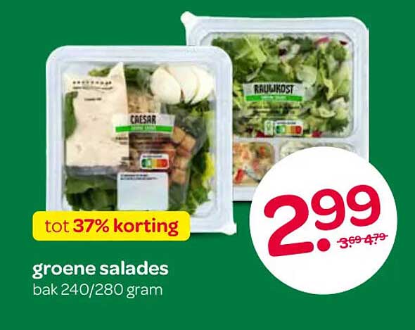 groene salades bak 240/280 gram tot 37% korting