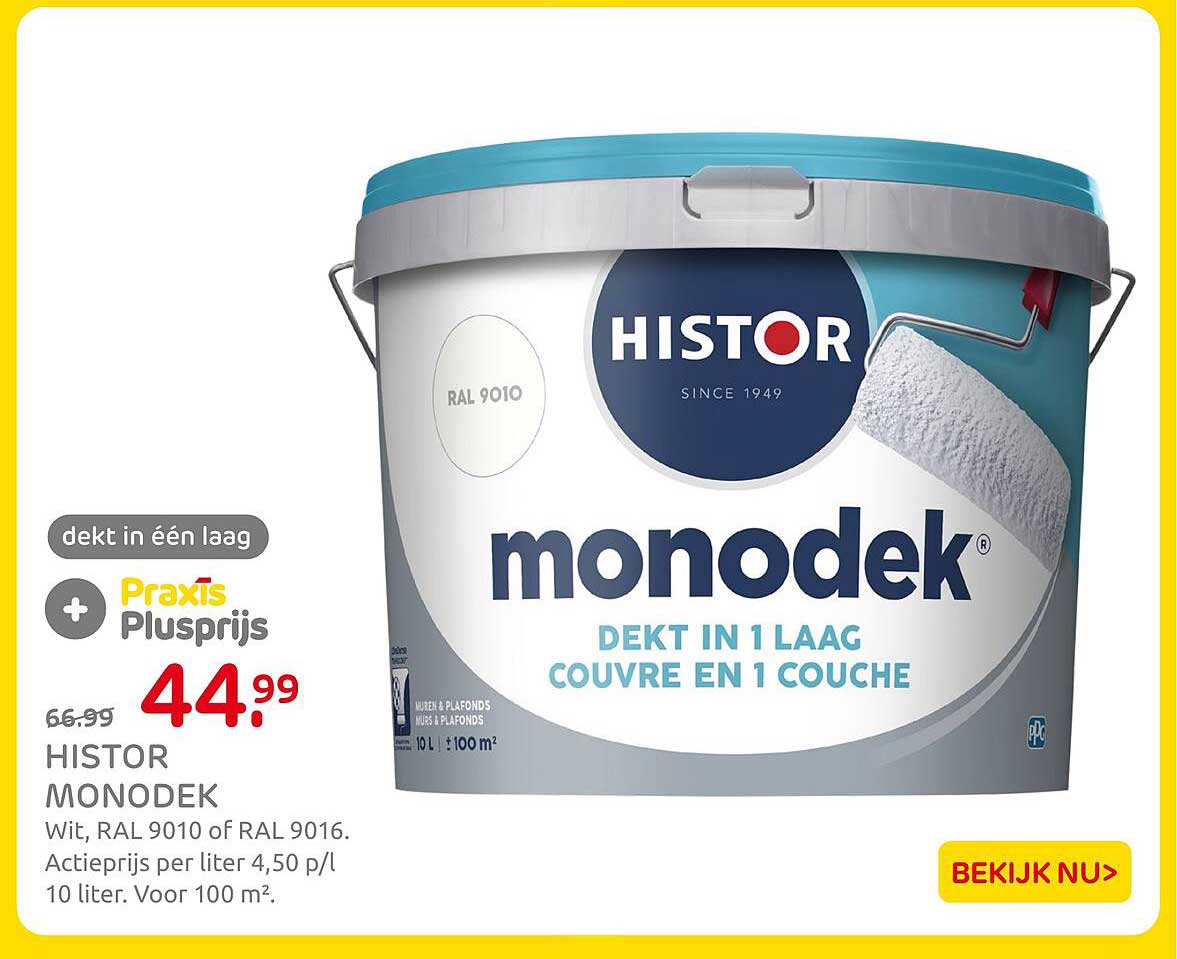 HISTOR MONODEK dekt in 1 laag + Praxis Plusprijs