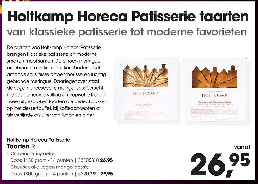 Holtkamp Horeca Patisserie taarten