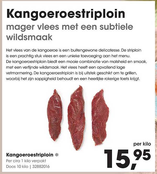 Kangoeroestriploin mager vlees met een subtiele wildsmaak