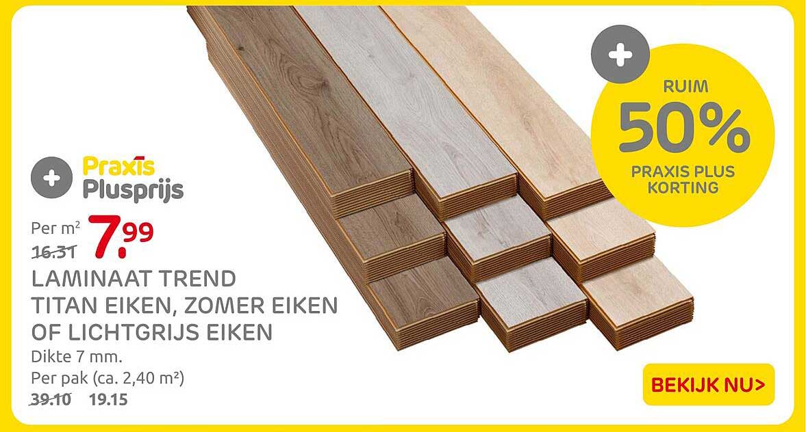 LAMINAAT TREND TITAN EIKEN, ZOMER EIKEN OF LICHTGRIJS EIKEN