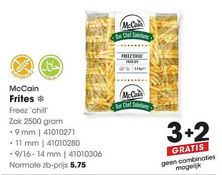 McCain Frites Freez 'chill' Zak 2500 gram 3+2 GRATIS