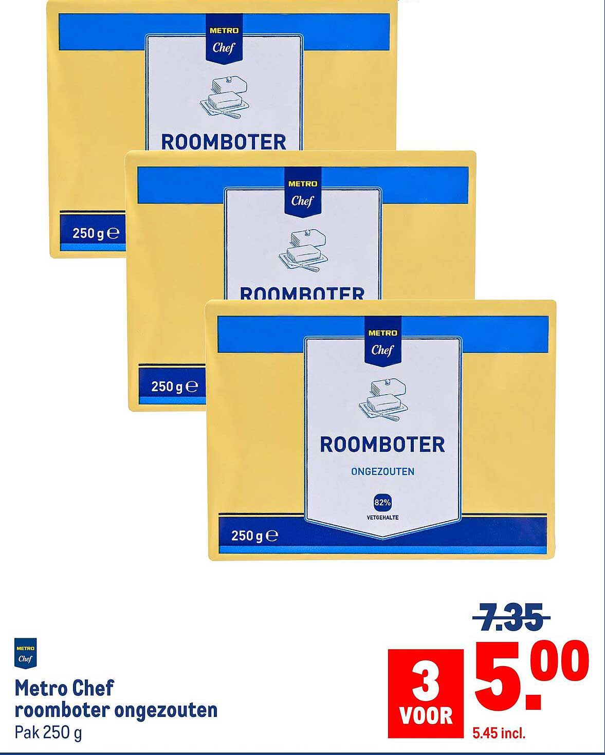 Metro Chef roomboter ongezouten 3 voor
