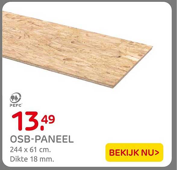 OSB-PANEEL 244 x 61 cm. Dikte 18 mm.