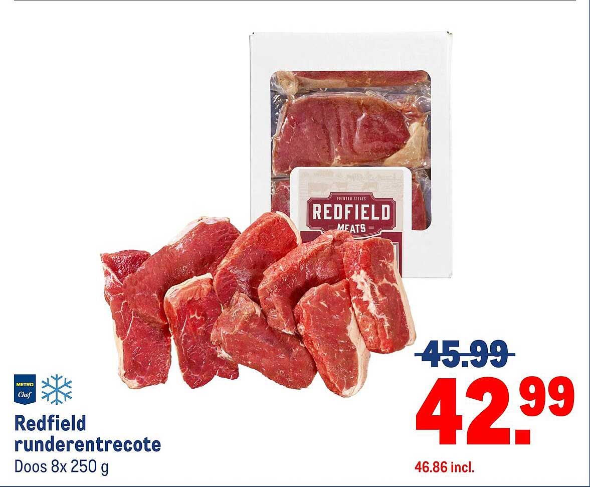 Redfield runderentrecote Doos 8x 250 g