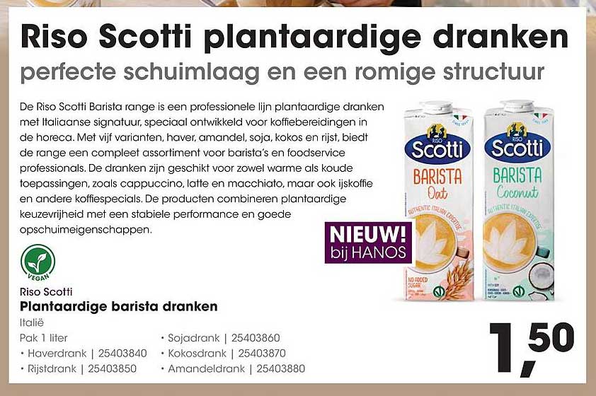 Riso Scotti plantaardige dranken perfecte schuimlaag en een romige structuur