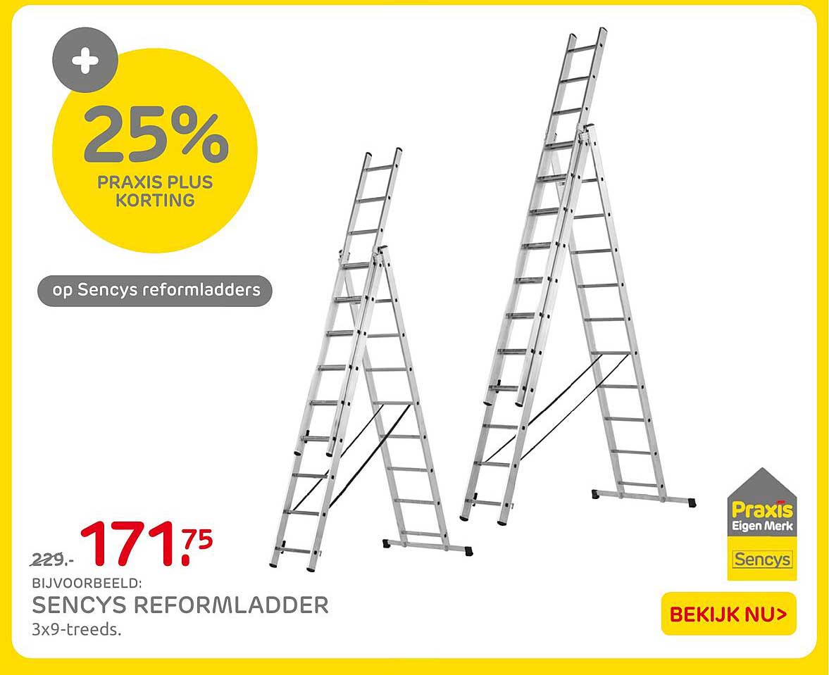 Sencys reformladder 3x9-treeds. 25% Praxis Plus korting