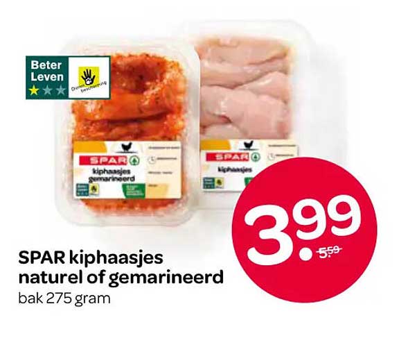 SPAR kiphaasjes naturel of gemarineerd bak 275 gram
