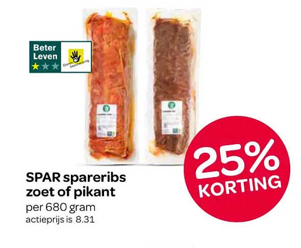 SPAR spareribs zoet of pikant 25% KORTING