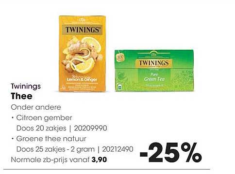 Twinings Thee Onder andere • Citroen gember • Groene thee natuur