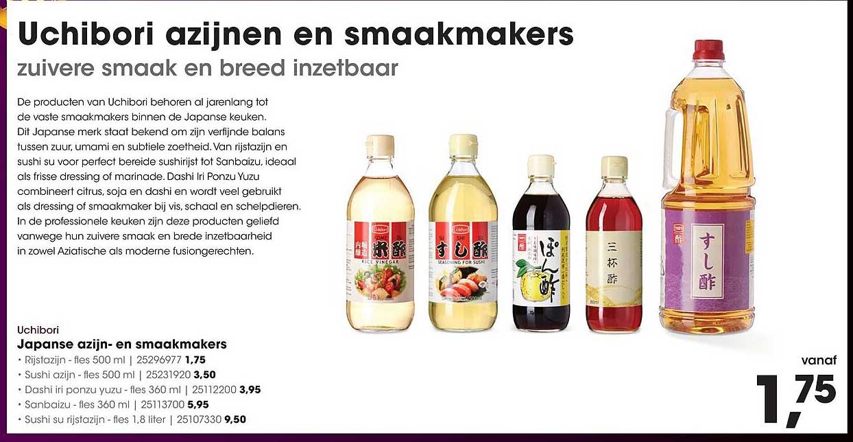 Uchibori Japanse azijn- en smaakmakers