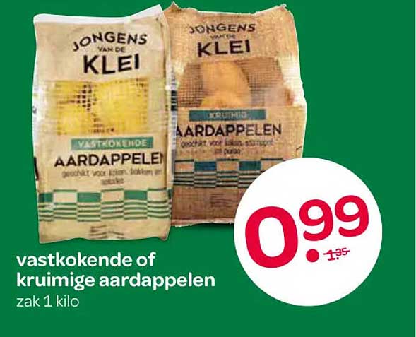 vastkokende of kruimige aardappelen
