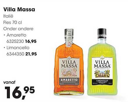 Villa Massa Italië Fles 70 cl Onder andere Amaretto Limoncello