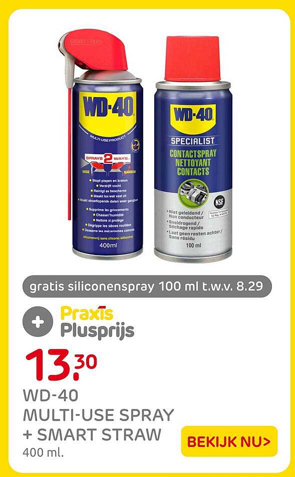 WD-40 MULTI-USE SPRAY + SMART STRAW 400 ml. gratis siliconenspray 100 ml t.w.v. 8.29